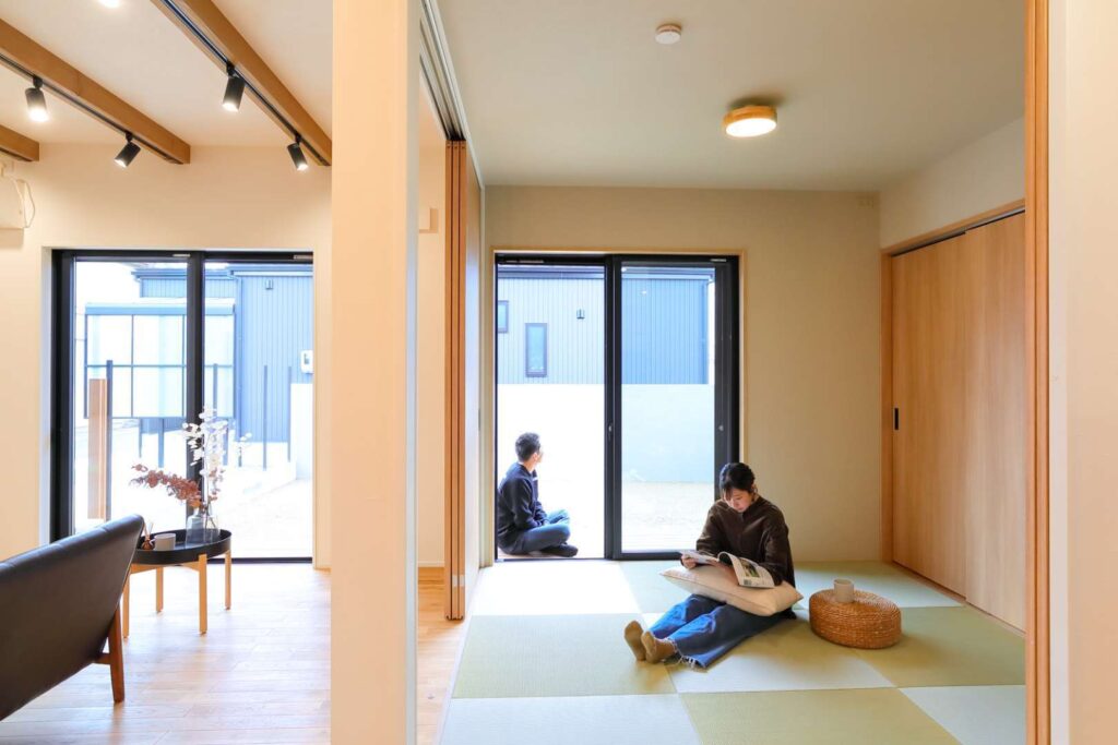 和室があるグリーンを基調とした暮らし