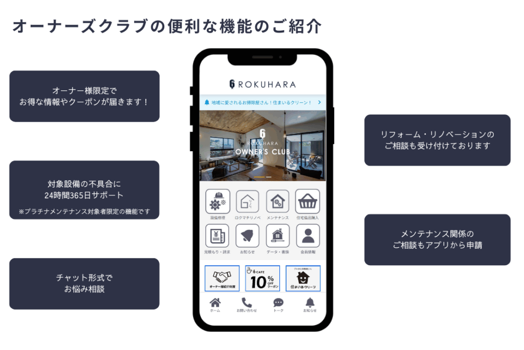 ROKUHARAのオーナーズアプリがはじまります。