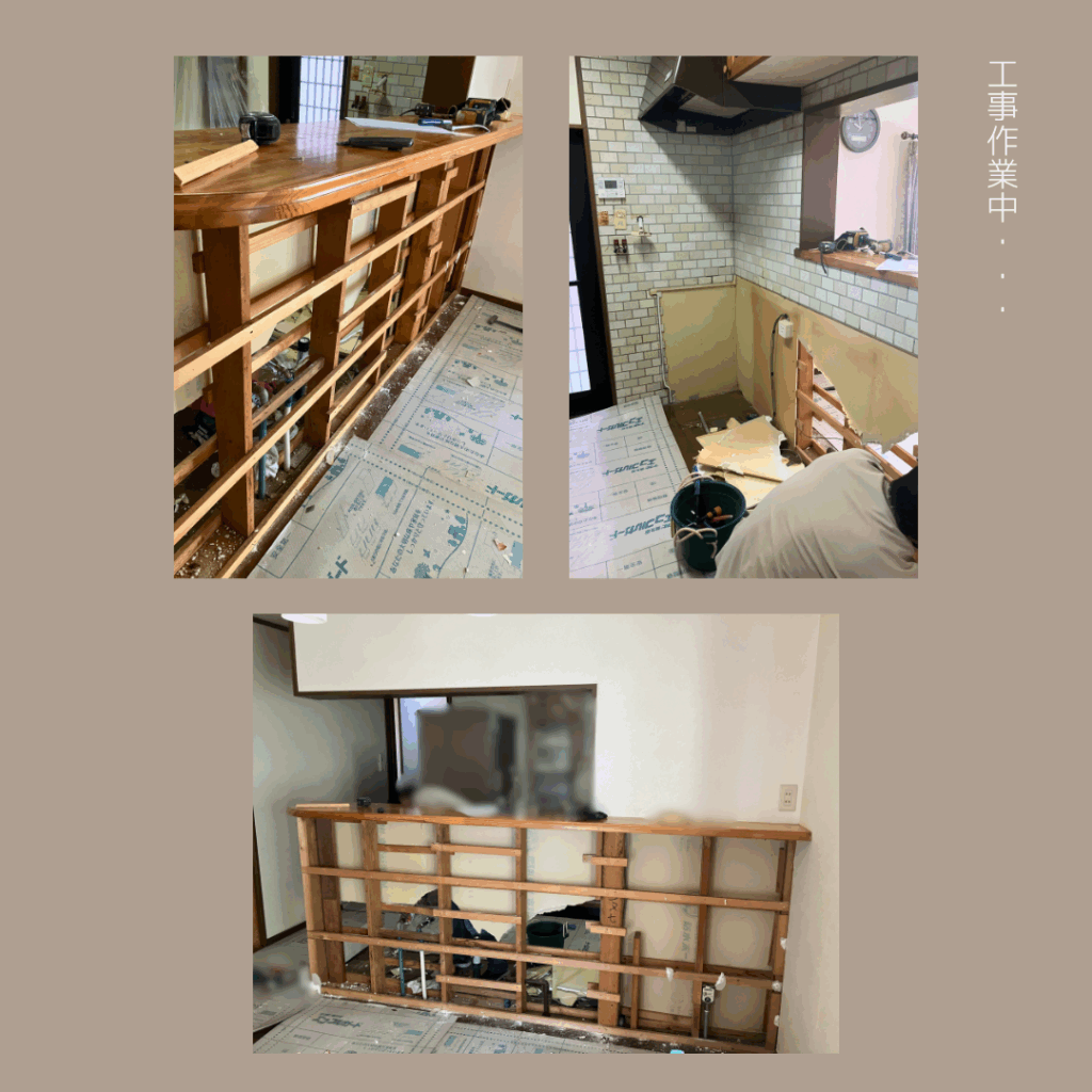 【ロクマチリノベ】M様邸:キッチン交換・腰壁造作&クロスの貼り換え
